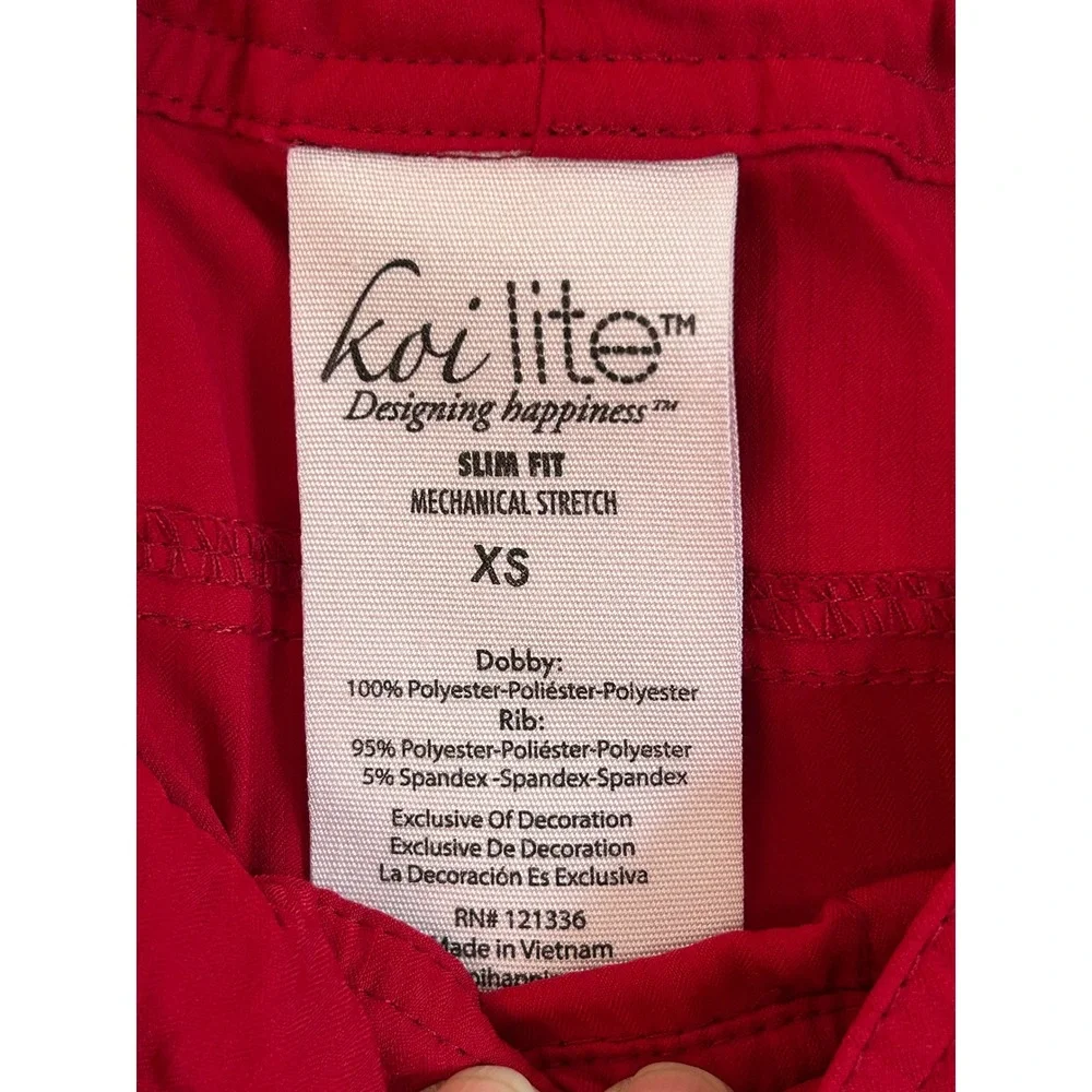 Koi Lite Red Scrub Set Womens Small Top XS Regular Pants Slim Fit